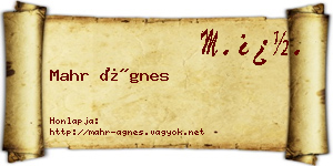 Mahr Ágnes névjegykártya